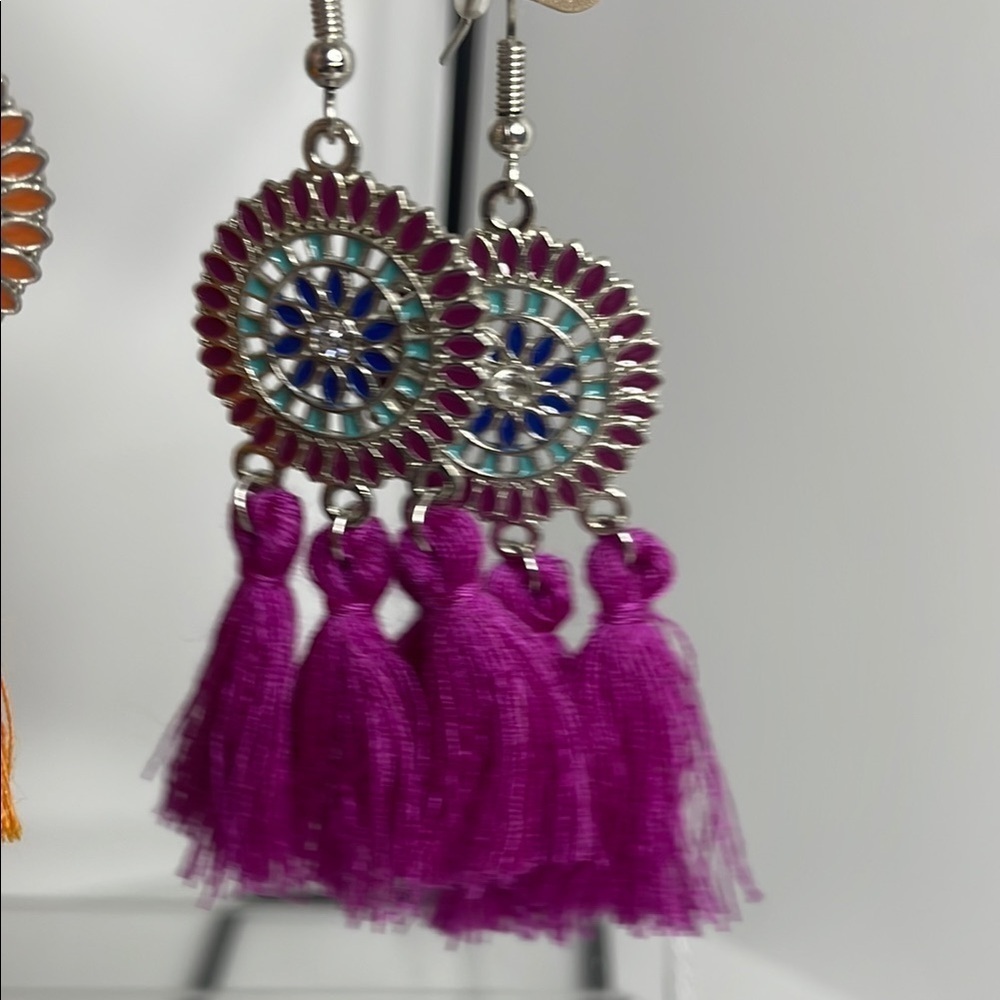 Fashion Jewelry Yellow and Orange Tassel Earrings - Picture 4 of 5